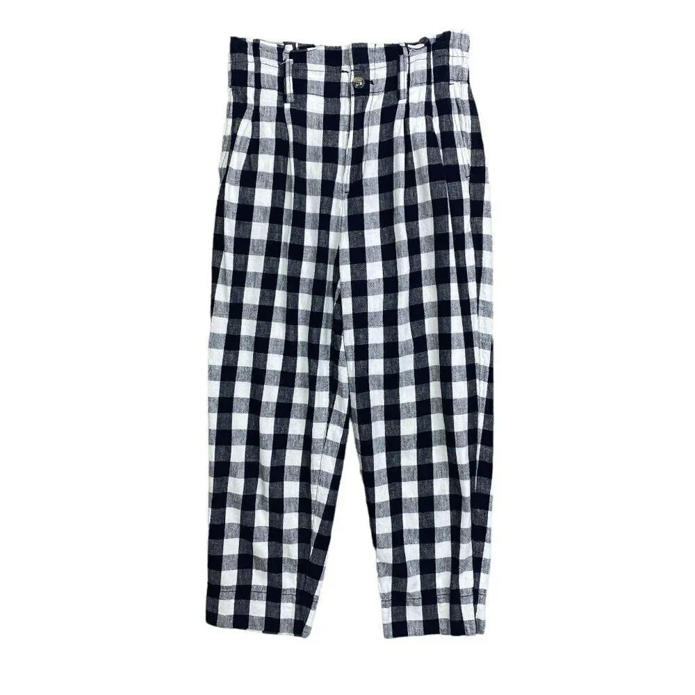 Madewell Gingham Paperbag Waist Pants Size 0